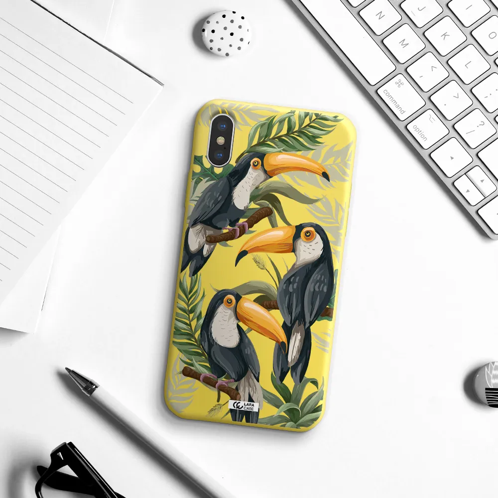 Tropical Bird Apple iPhone XS Silicone canary yellow Case