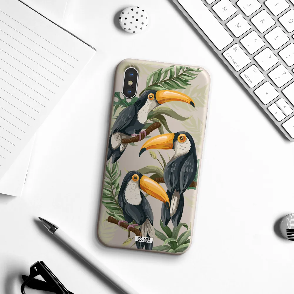Tropical Bird Apple iPhone XS Silicone Stone Case