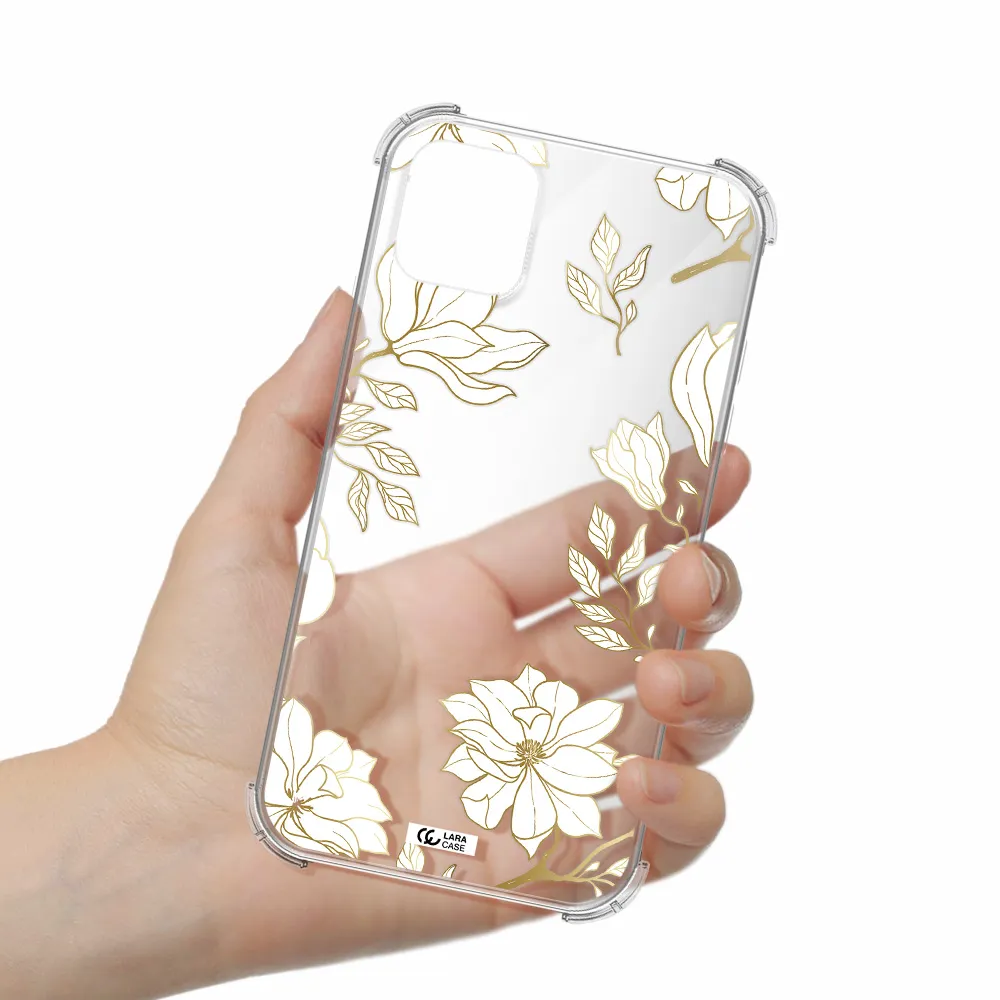 Golden And White Flower Apple iPhone 11 Clear PC Case