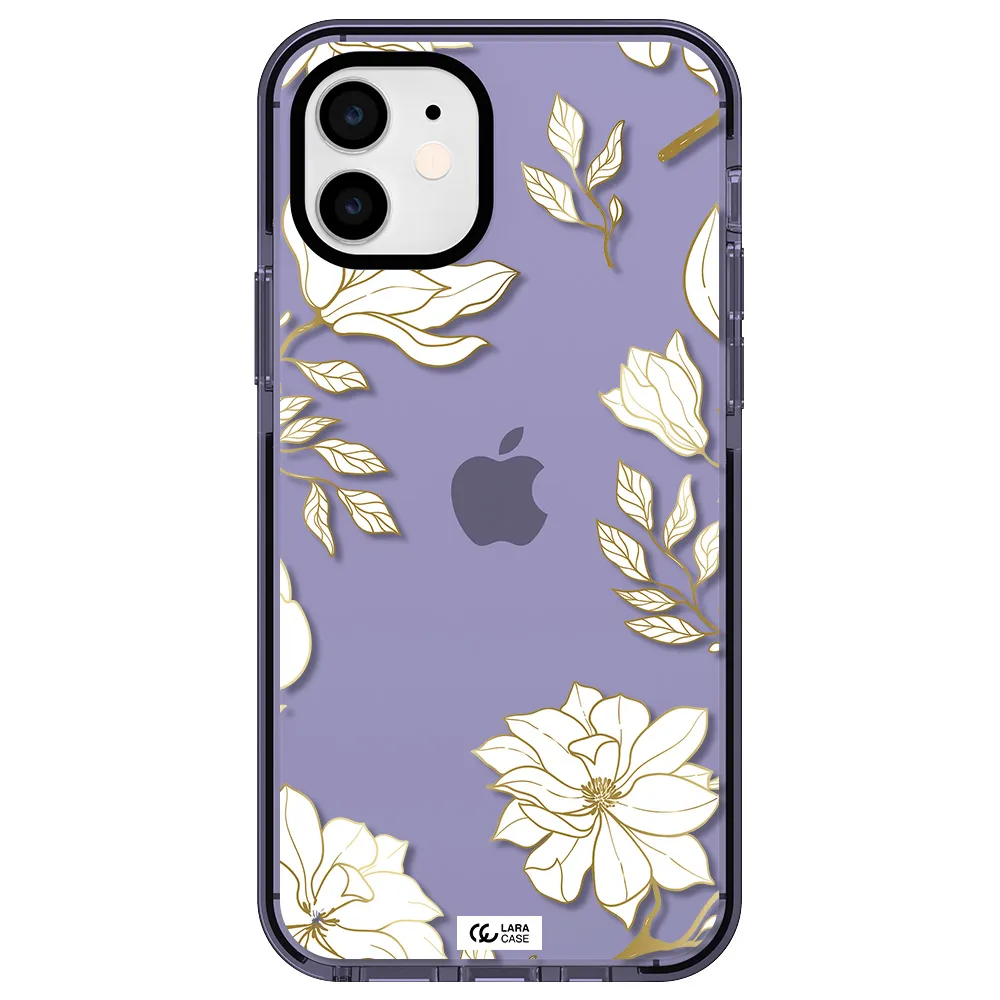 Golden And White Flower Apple iPhone 11 impact Lilac Case