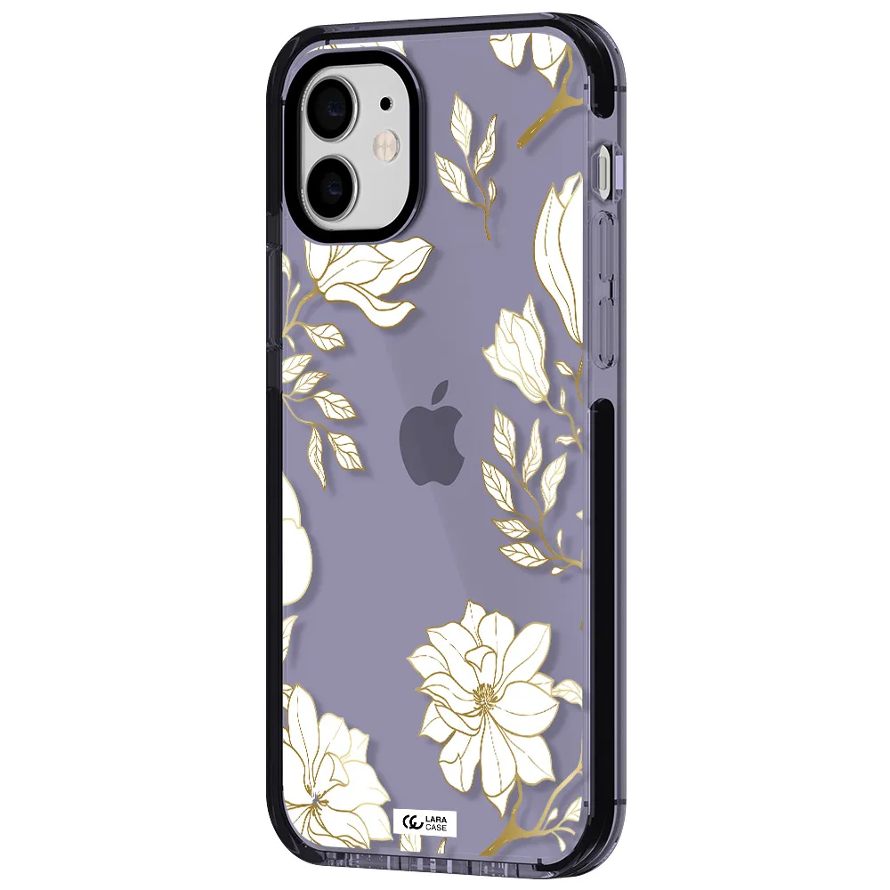 Golden And White Flower Apple iPhone 11 impact Lilac Case