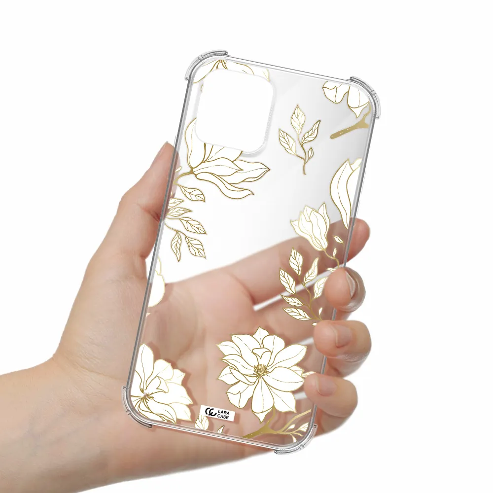 Golden And White Flower Apple iPhone 11 pro Clear PC Case