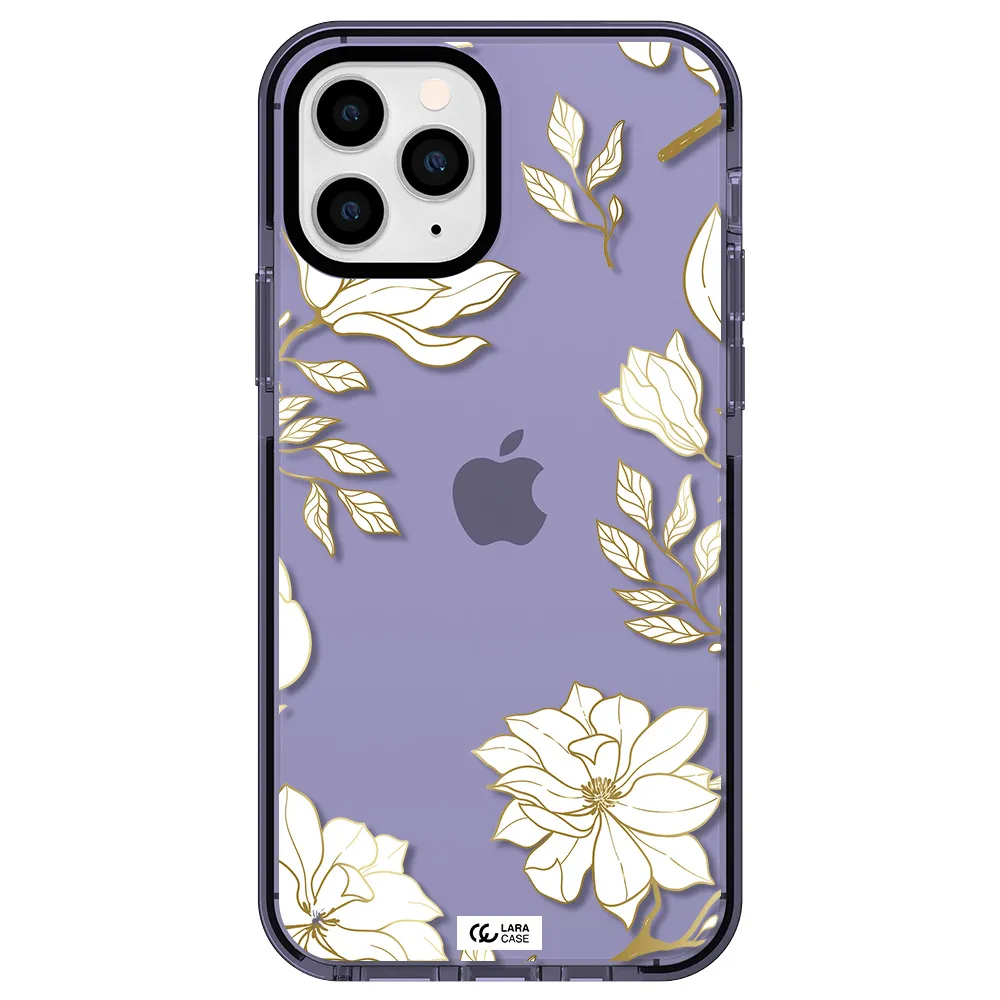 Golden And White Flower Apple iPhone 11 pro impact Lilac Case