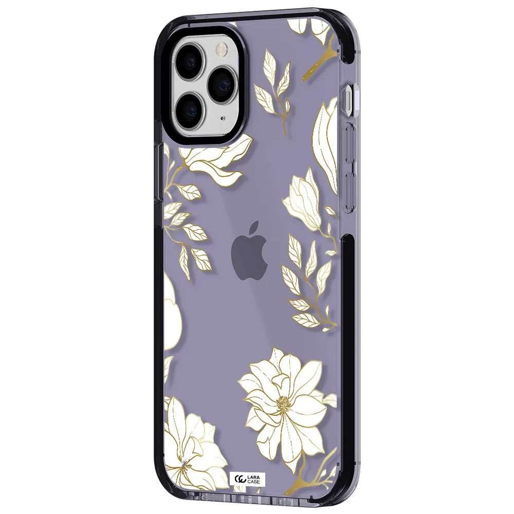 Golden And White Flower Apple iPhone 11 pro impact Lilac Case