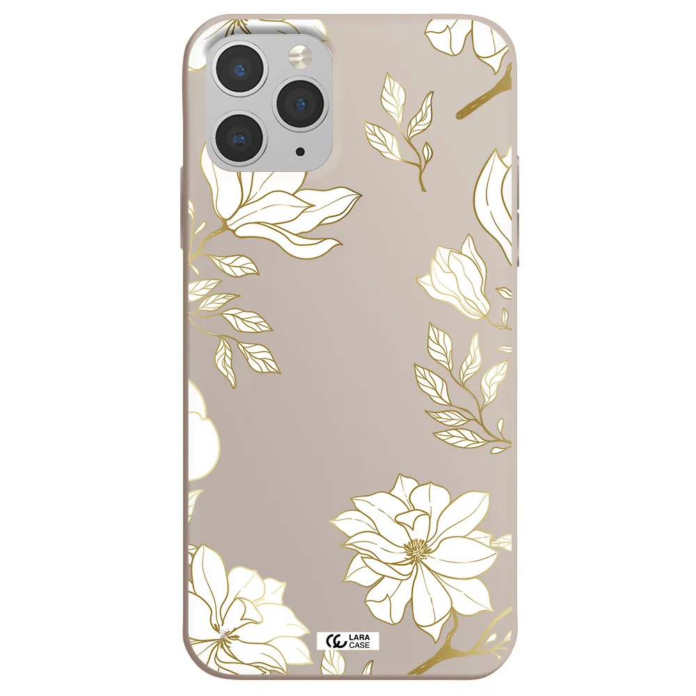 Golden And White Flower Apple iPhone 11 pro Silicone Stone Case