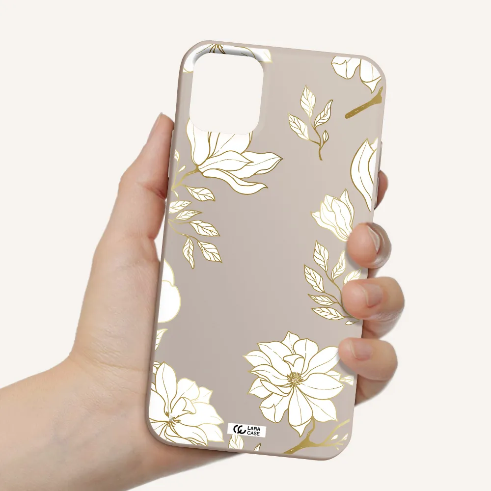 Golden And White Flower Apple iPhone 11 Silicone Stone Case