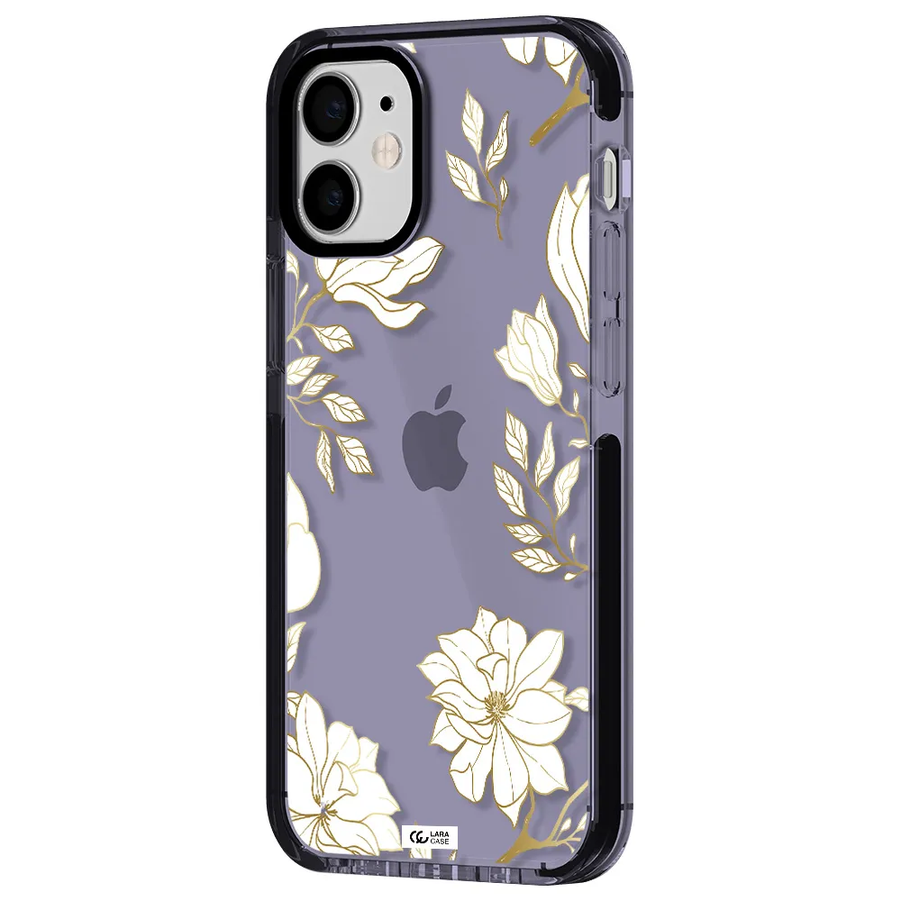 Golden And White Flower Apple iPhone 12 mini impact Lilac Case