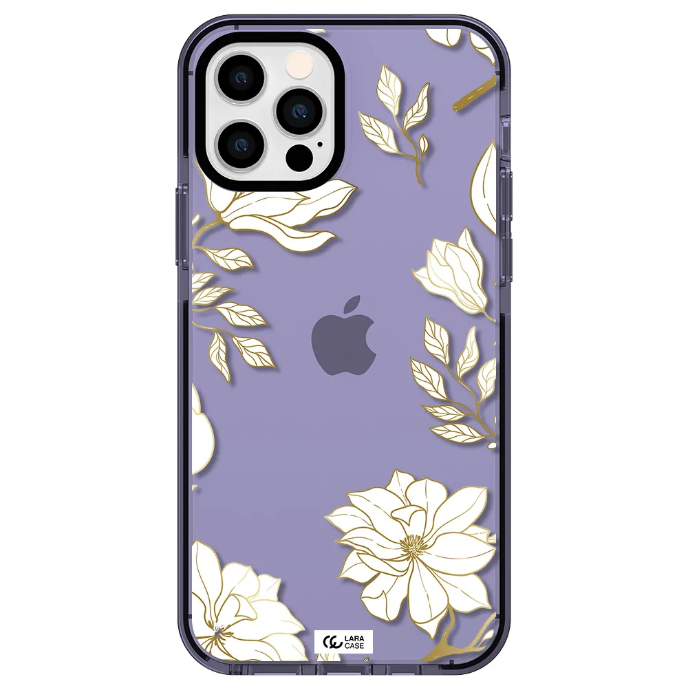 Golden And White Flower Apple iPhone 12 pro impact Lilac Case