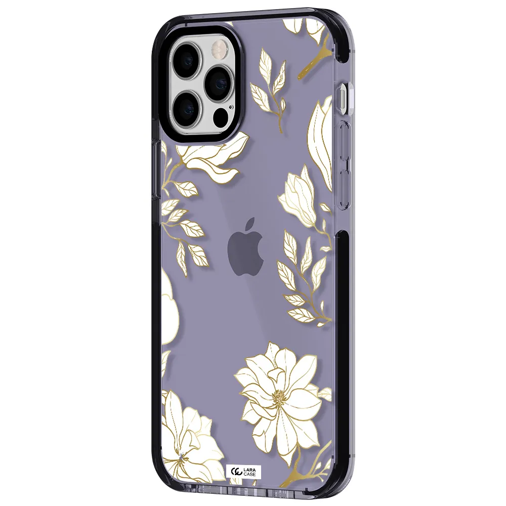 Golden And White Flower Apple iPhone 12 pro impact Lilac Case