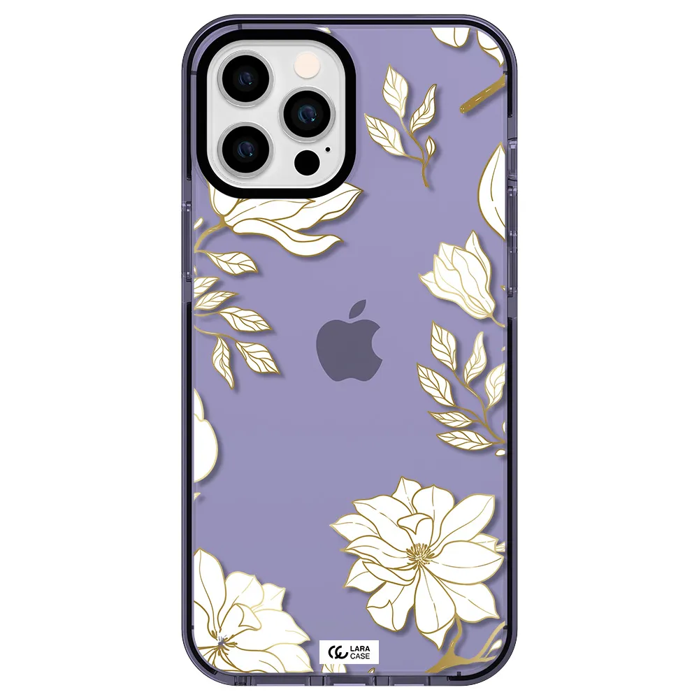 Golden And White Flower Apple iPhone 12 pro max impact Lilac Case