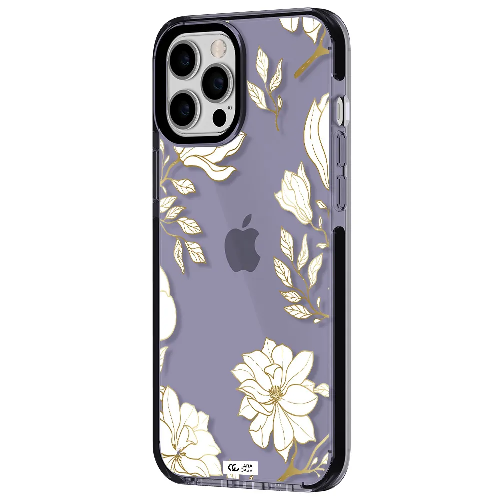 Golden And White Flower Apple iPhone 12 pro max impact Lilac Case