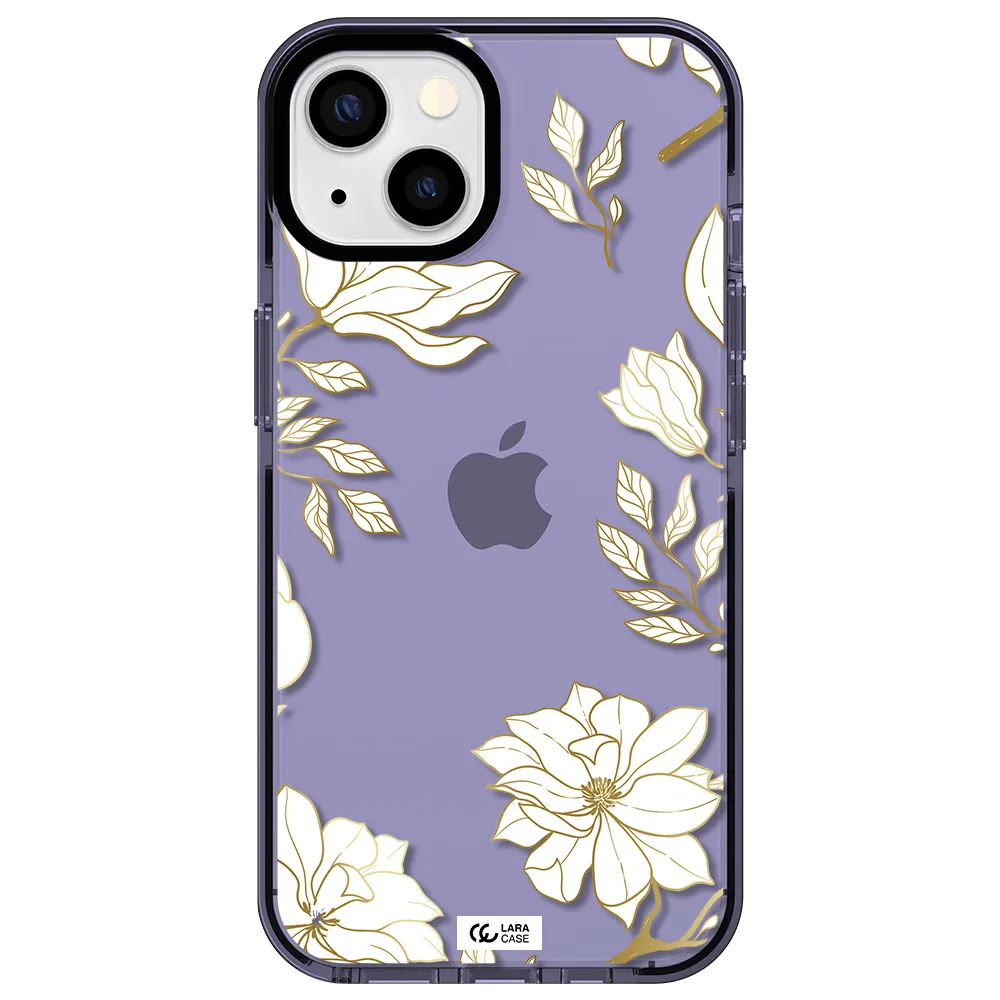 Golden And White Flower Apple iPhone 13 impact Lilac Case