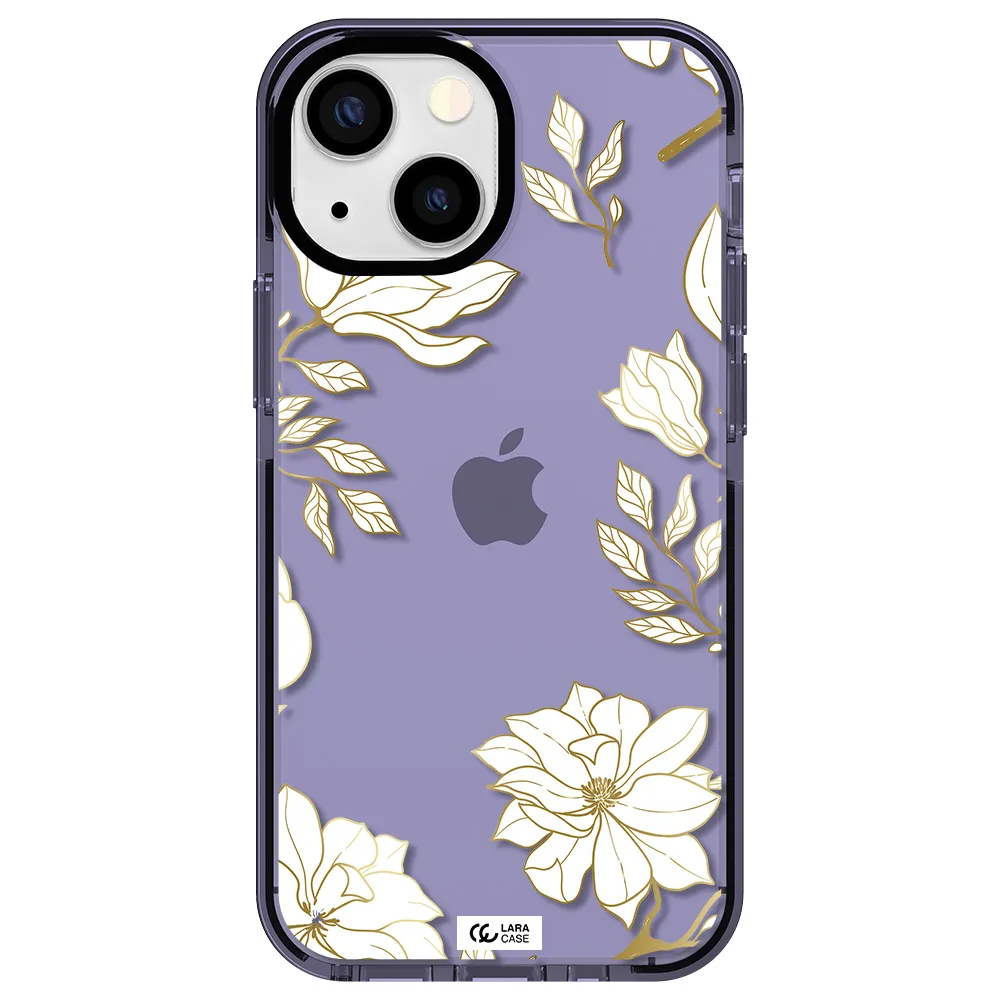 Golden And White Flower Apple iPhone 13 mini impact Lilac Case