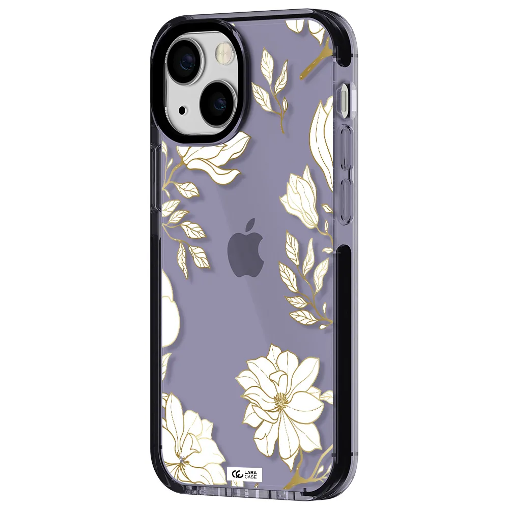 Golden And White Flower Apple iPhone 13 mini impact Lilac Case