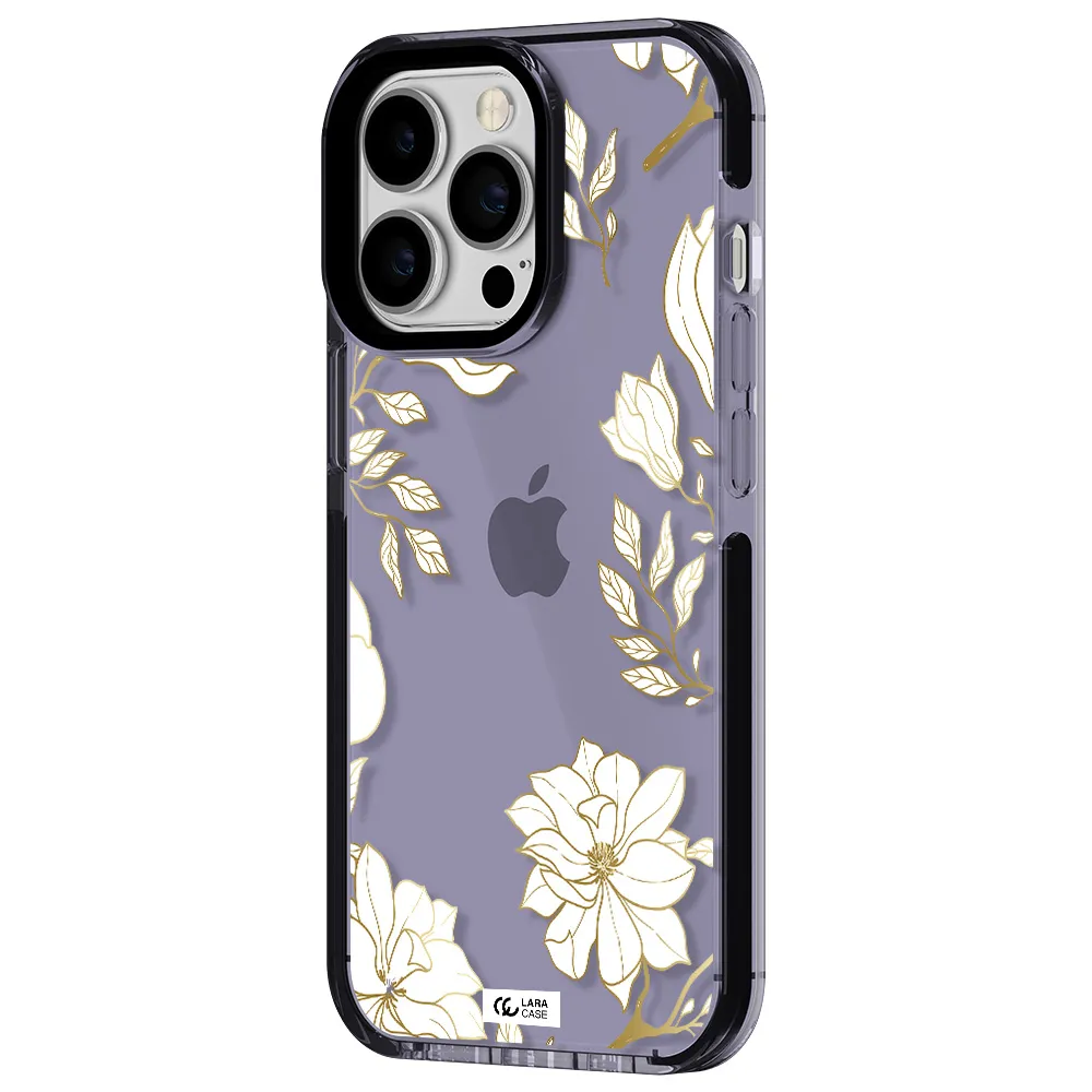 Golden And White Flower Apple iPhone 13 Pro impact Lilac Case
