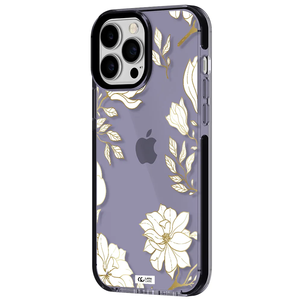 Golden And White Flower Apple iPhone 13 Pro Max impact Lilac Case