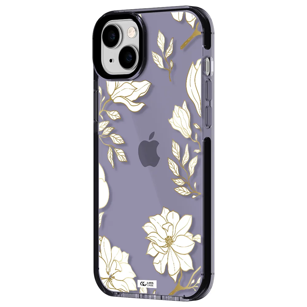 Golden And White Flower Apple iPhone 14 plus impact Lilac Case