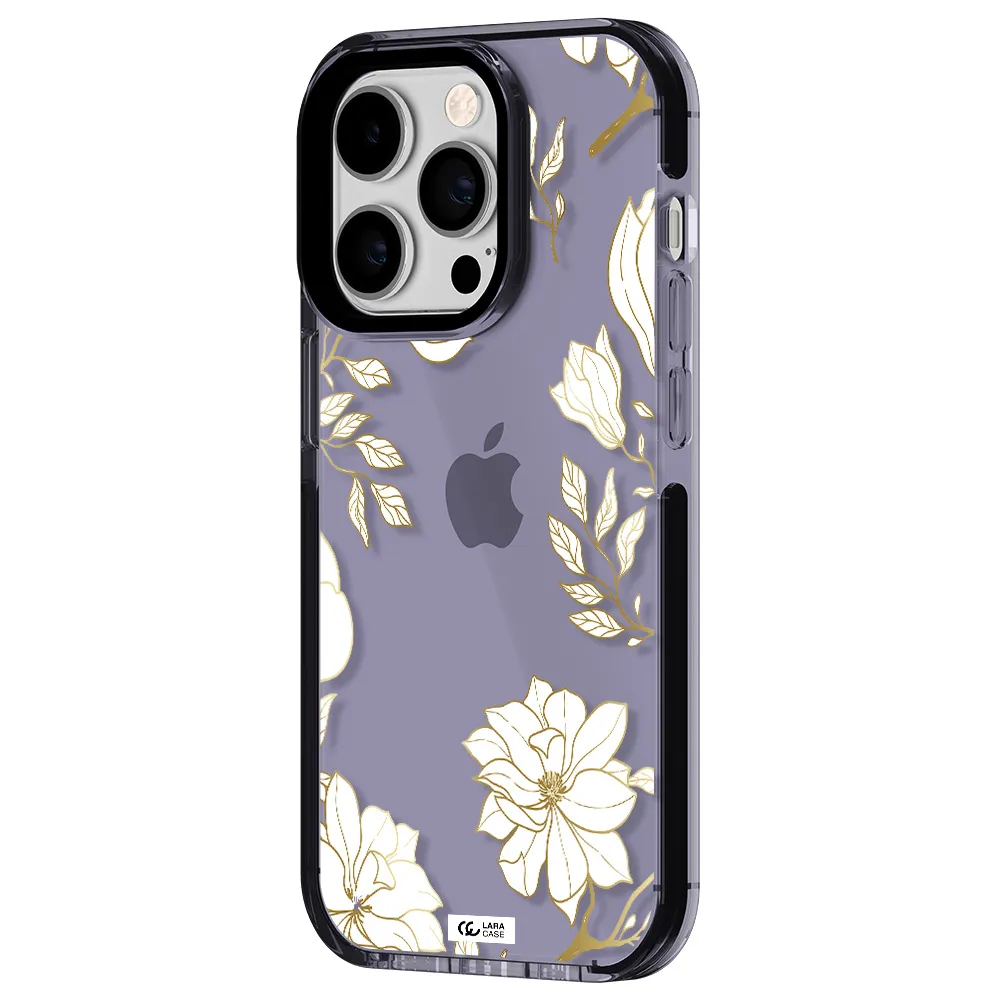 Golden And White Flower Apple iPhone 14 pro impact Lilac Case