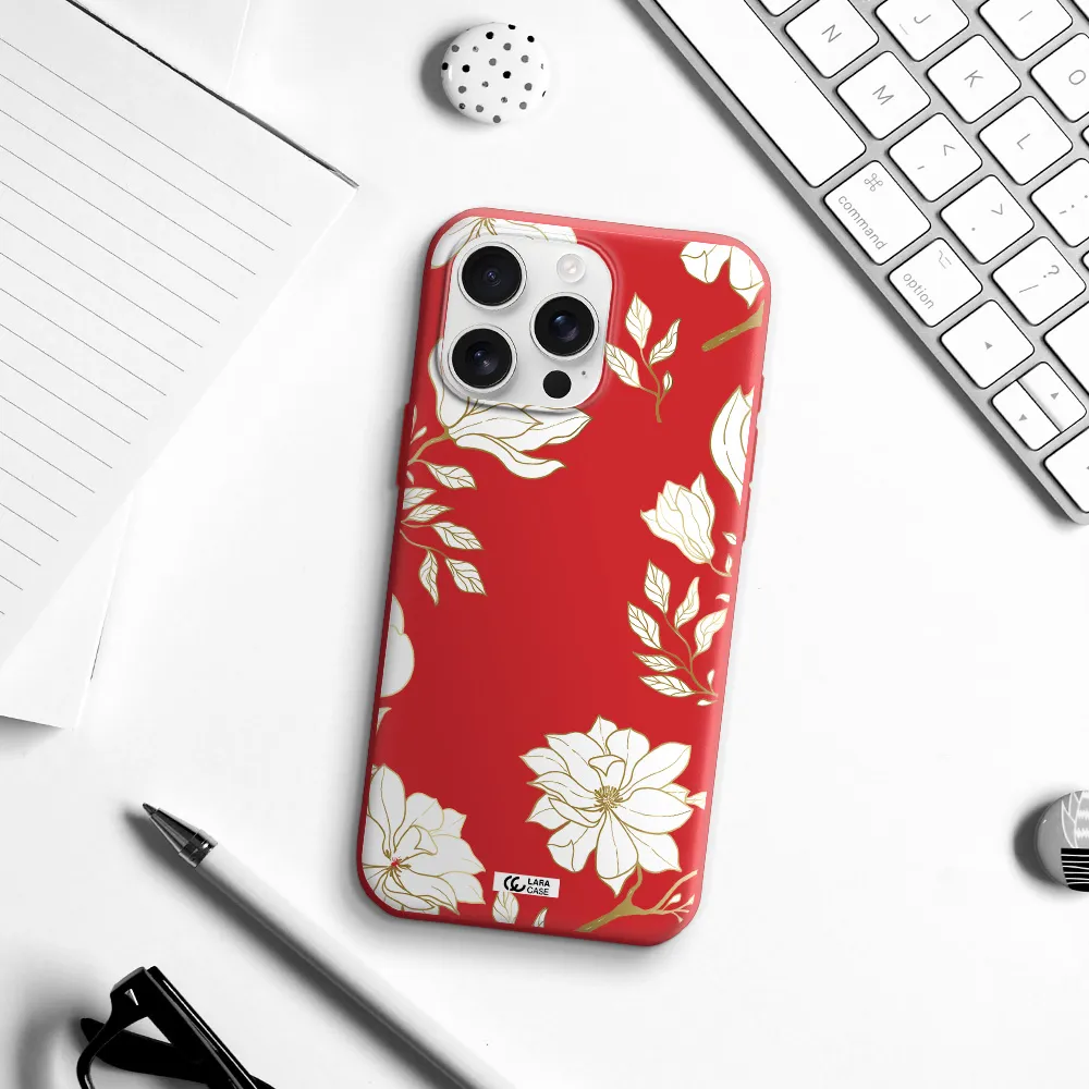 Golden And White Flower Apple Iphone 16 Pro Max Silicone Stone Case