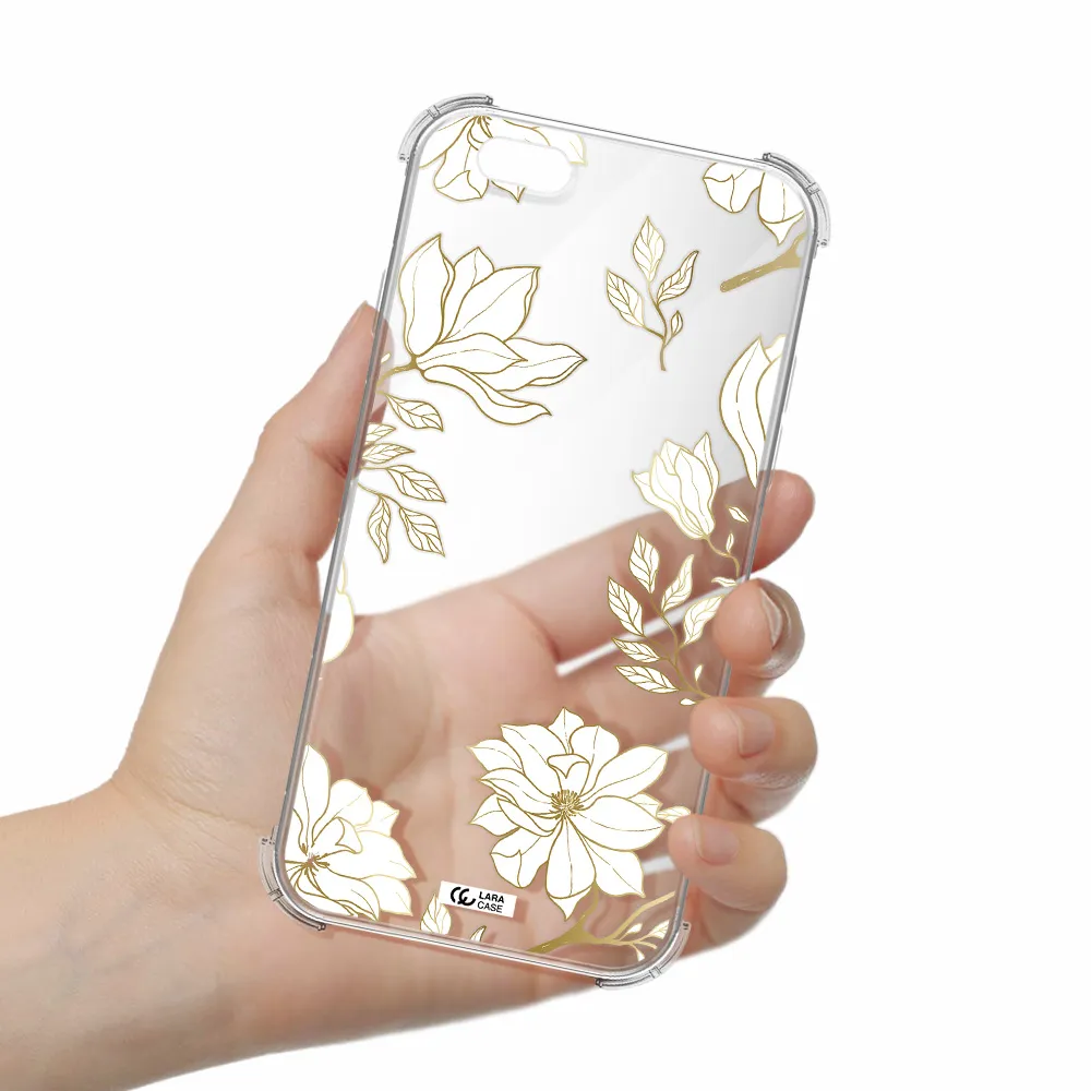 Golden And White Flower Apple iPhone 6 Clear PC Case