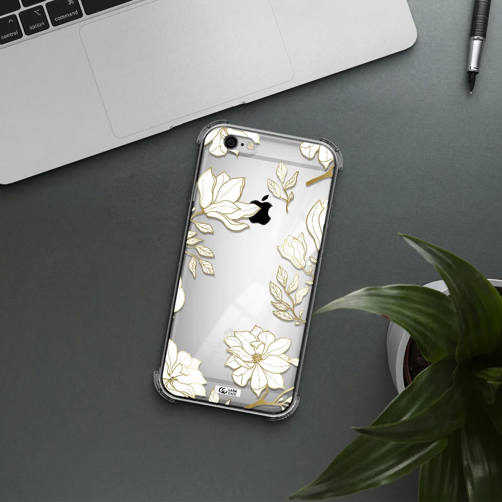 Golden And White Flower Apple iPhone 6 Clear PC Case