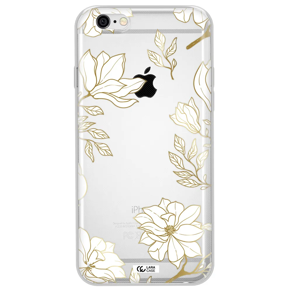 Golden And White Flower Apple iPhone 6 Clear TPU Case