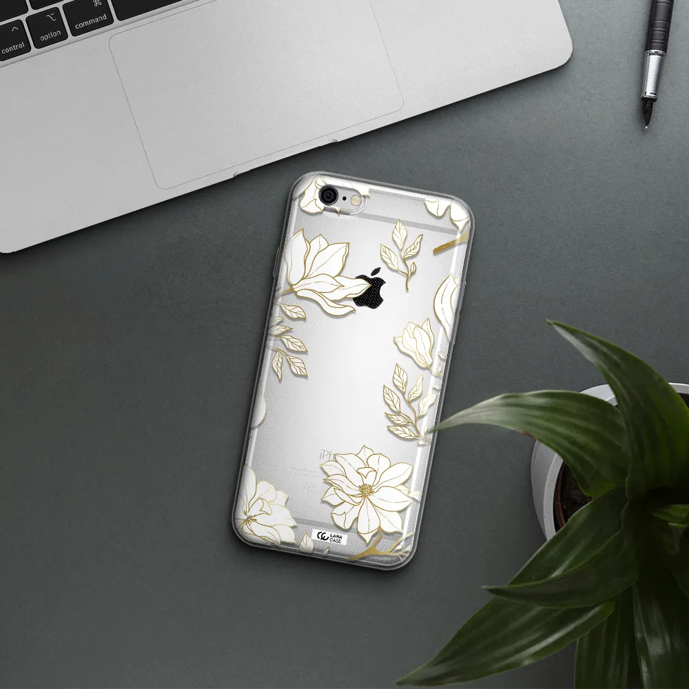 Golden And White Flower Apple iPhone 6 Clear TPU Case