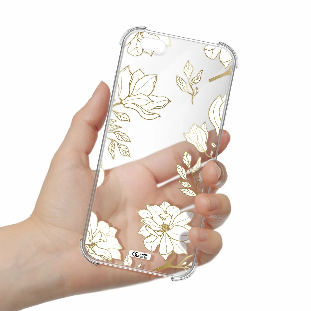 Golden And White Flower Apple iPhone 6 plus Clear PC Case