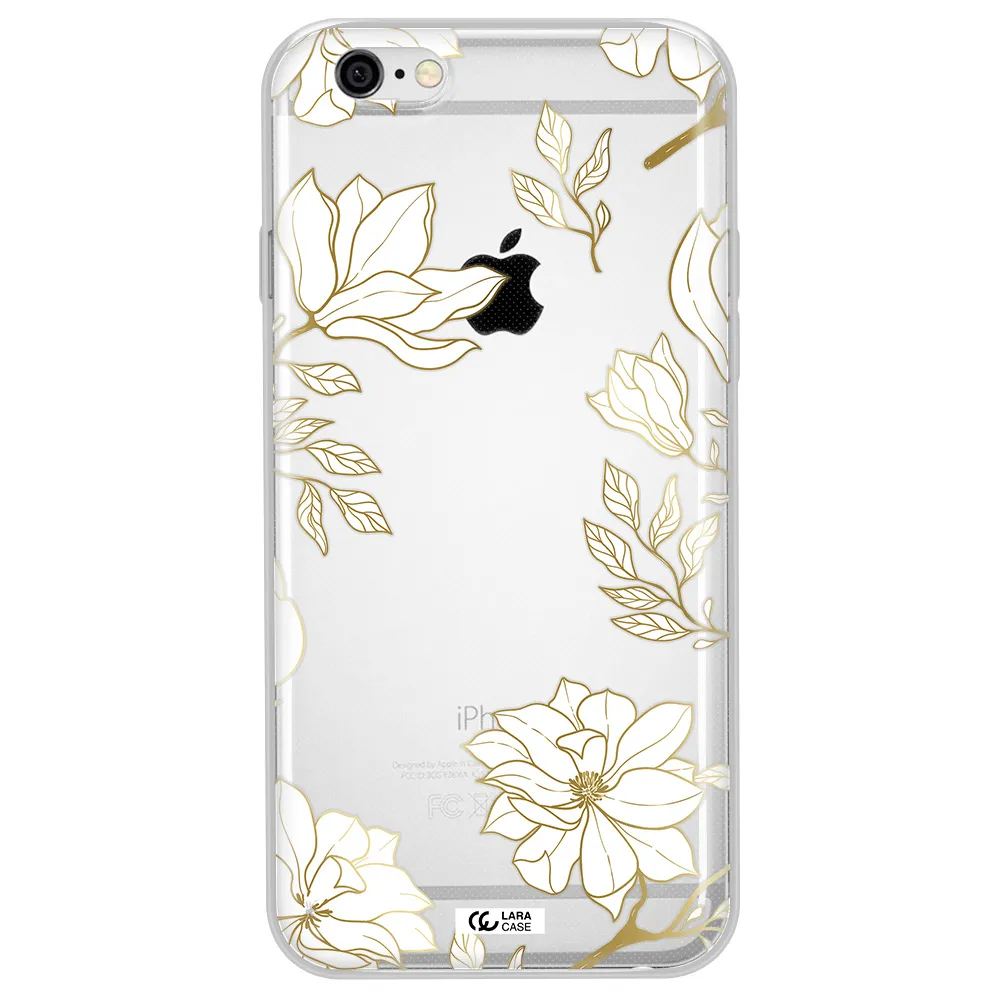 Golden And White Flower Apple iPhone 6 plus Clear TPU Case