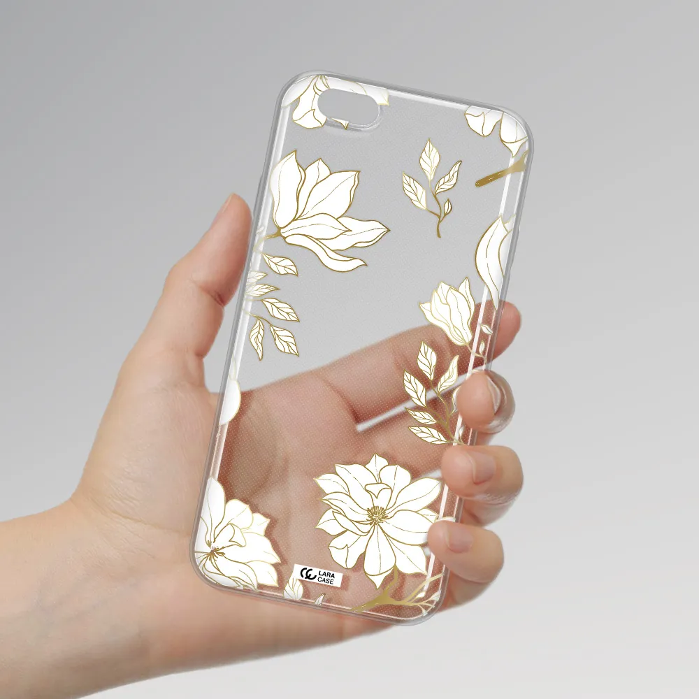 Golden And White Flower Apple iPhone 6 plus Clear TPU Case