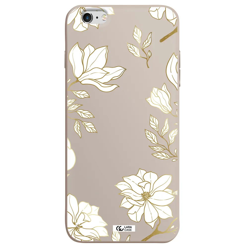 Golden And White Flower Apple iPhone 6 plus Silicone Stone Case