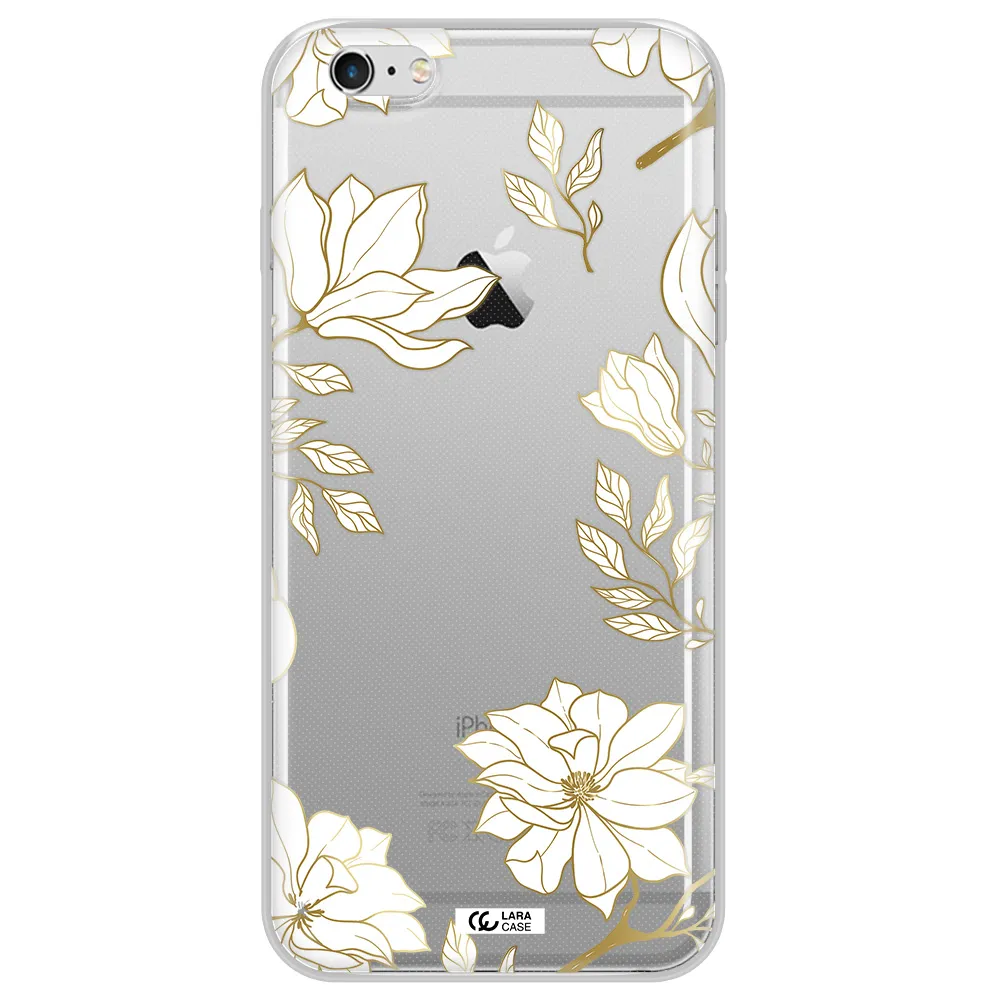 Golden And White Flower Apple iPhone 6 s plus Clear TPU Case