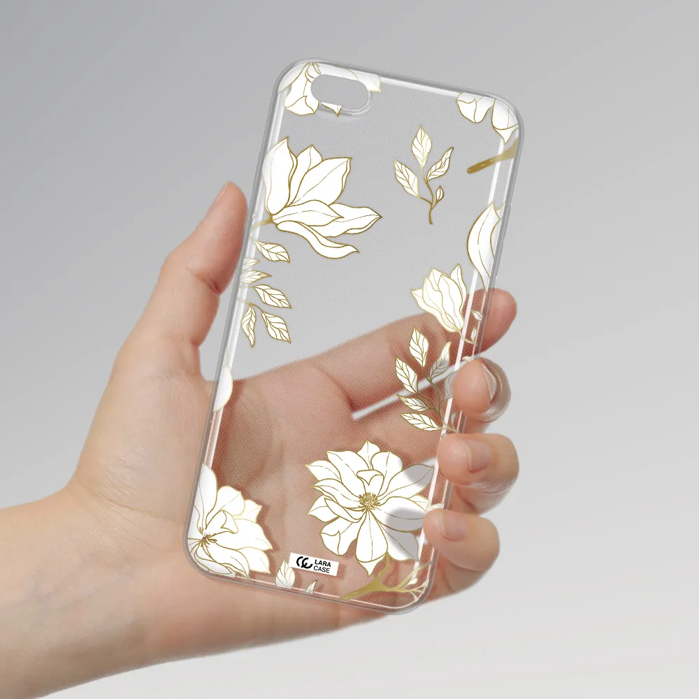 Golden And White Flower Apple iPhone 6 s plus Clear TPU Case
