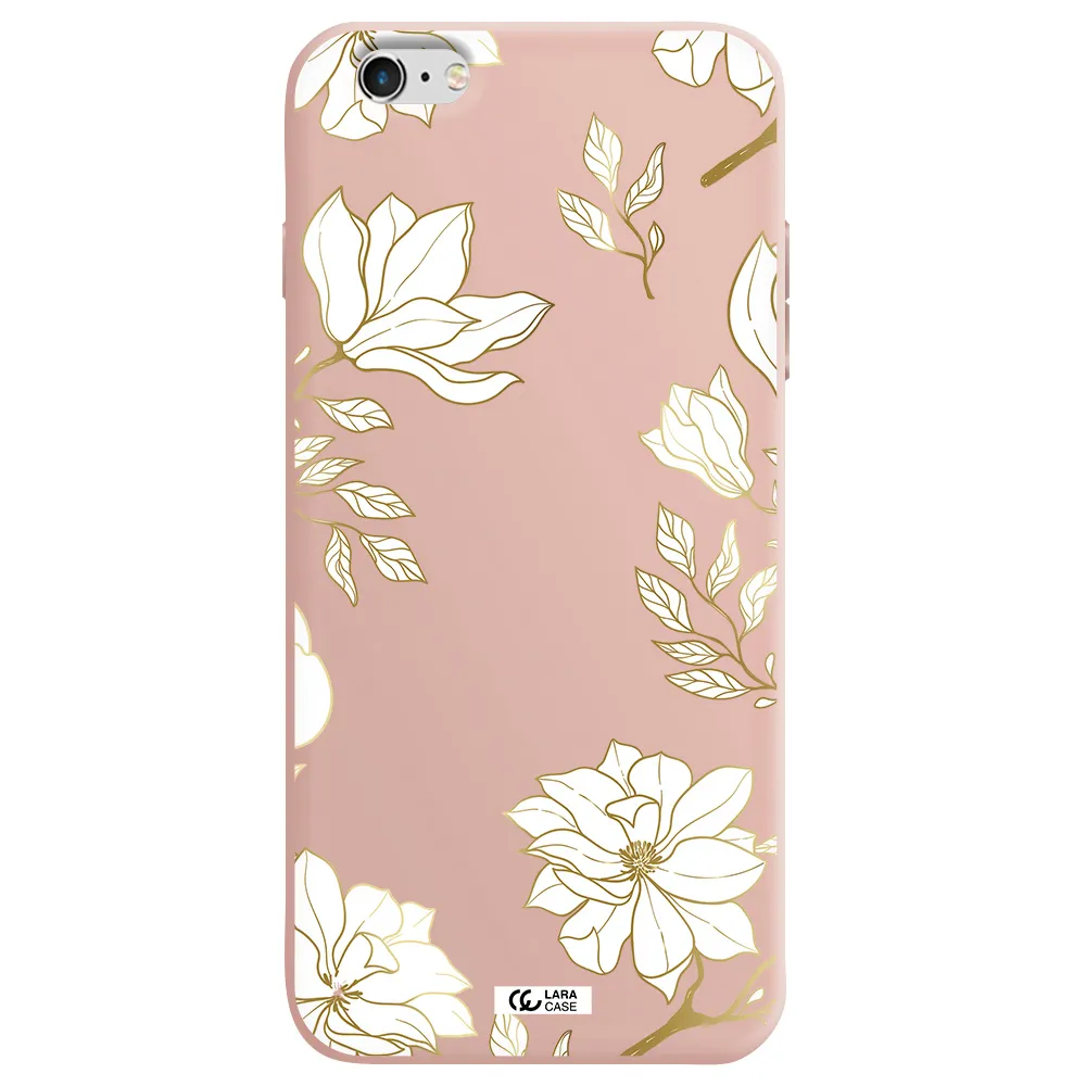 Golden And White Flower Apple iPhone 6 s plus Silicone pastel pink Case