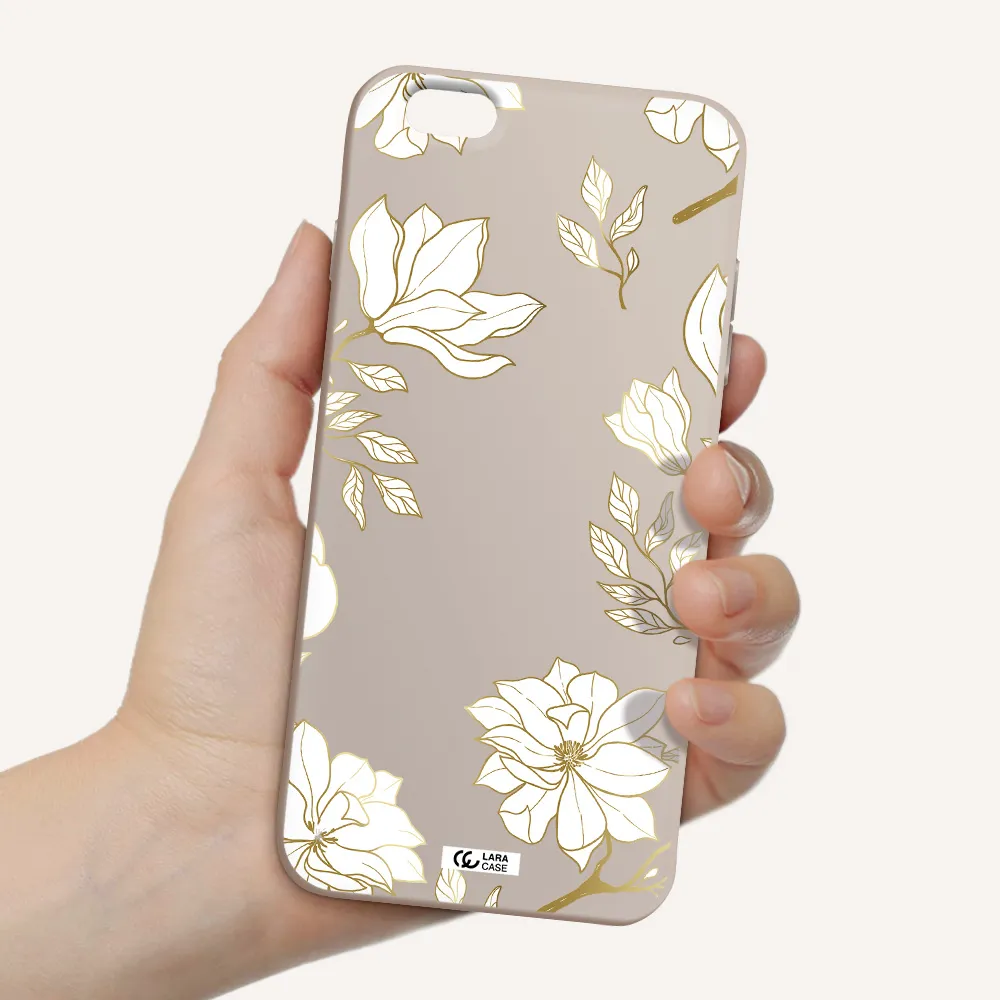 Golden And White Flower Apple iPhone 6 s plus Silicone Stone Case