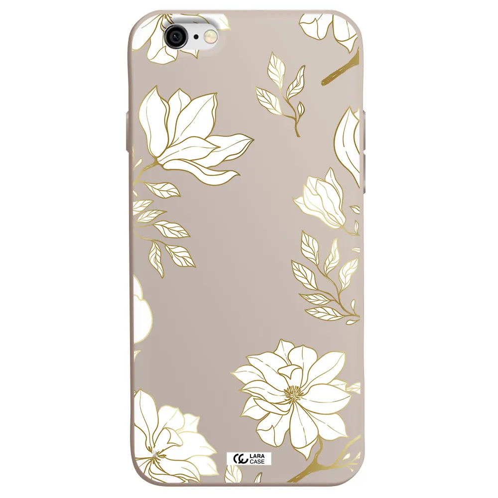 Golden And White Flower Apple iPhone 6 Silicone Stone Case