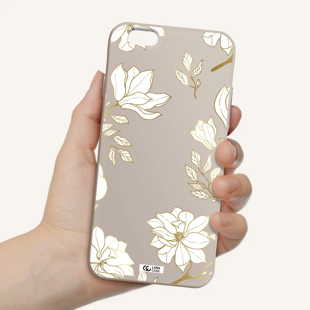 Golden And White Flower Apple iPhone 6 Silicone Stone Case