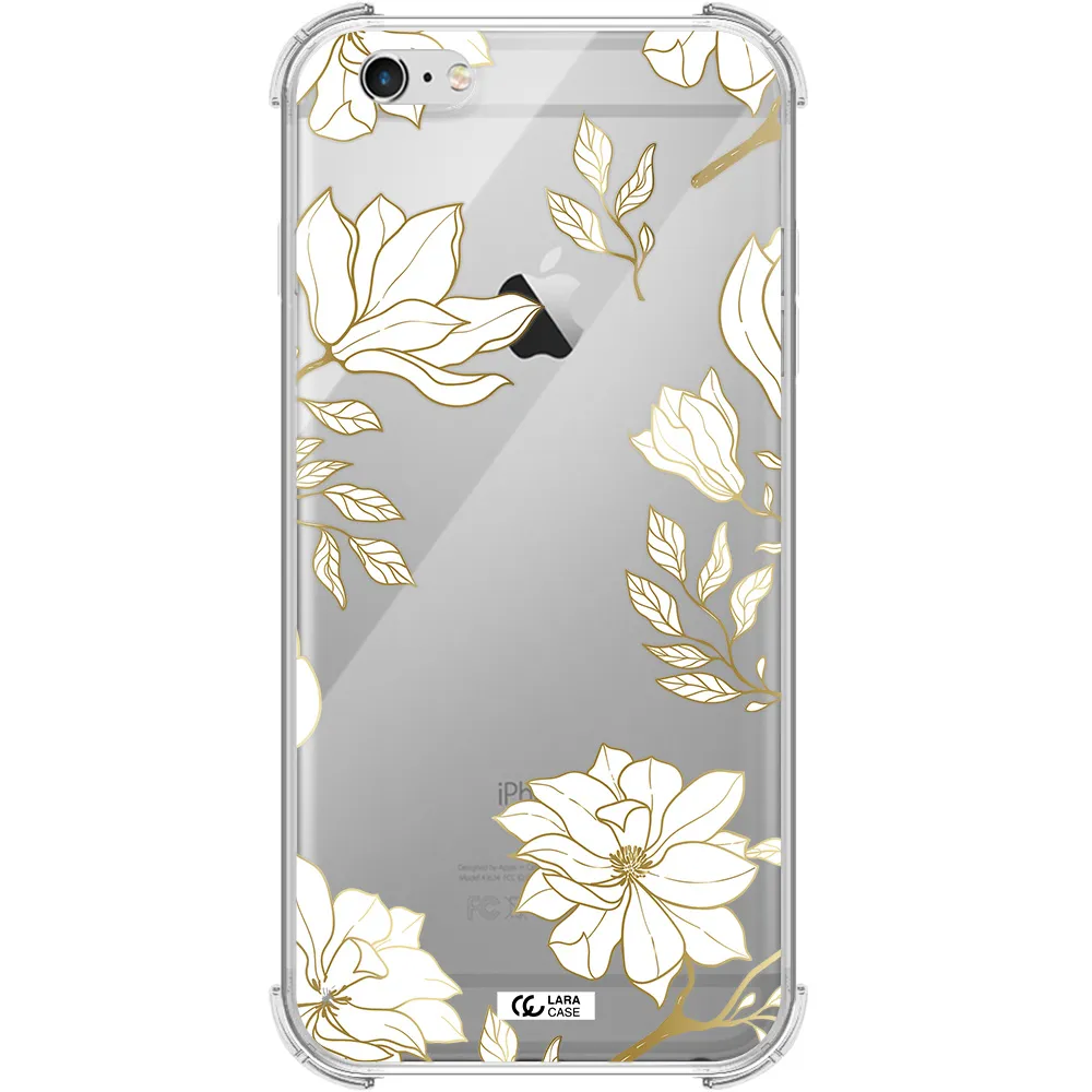 Golden And White Flower Apple iPhone 6S Clear PC Case