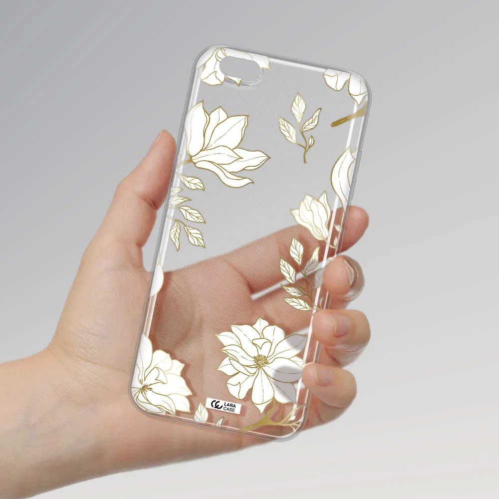 Golden And White Flower Apple iPhone 6S Clear TPU Case