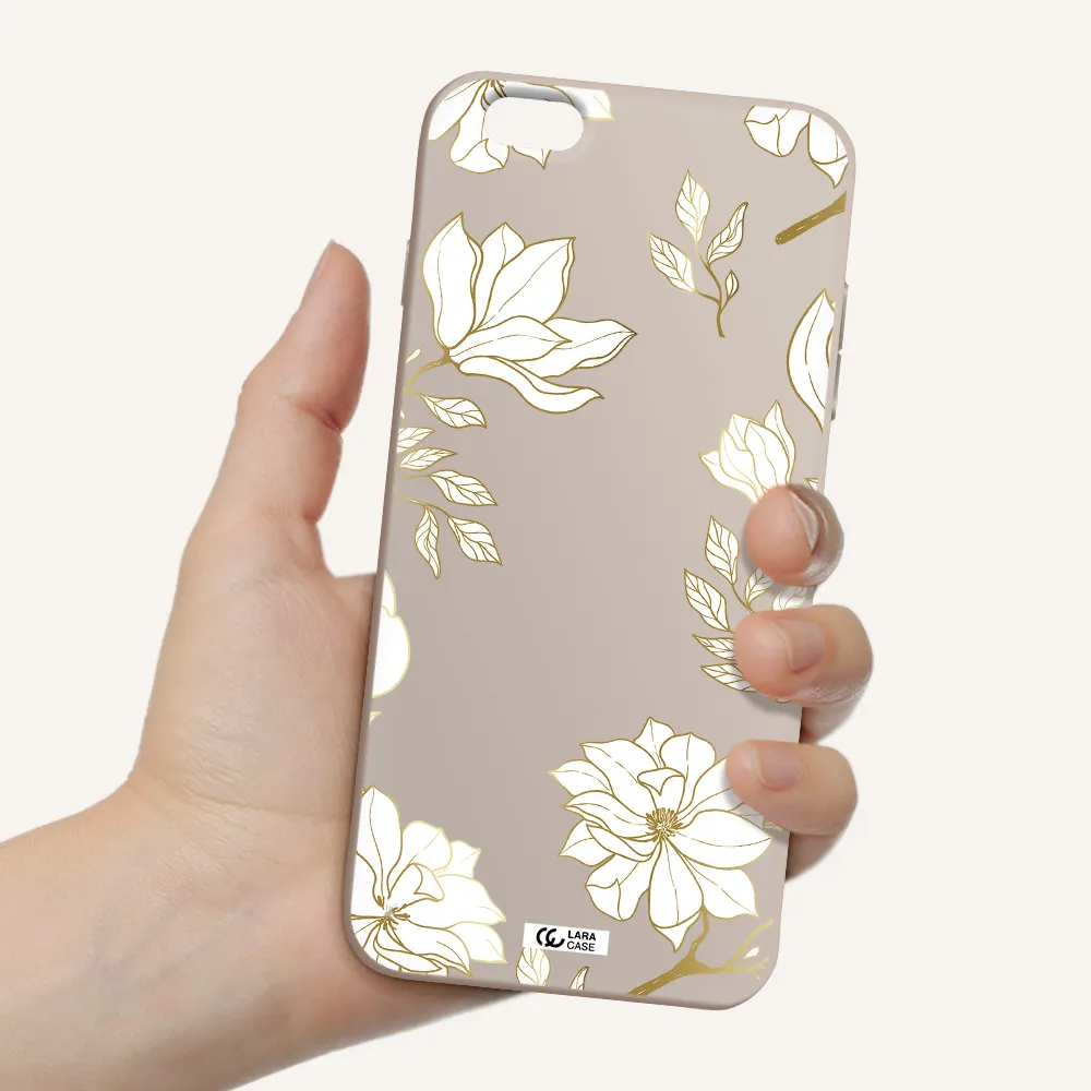 Golden And White Flower Apple iPhone 6S Silicone Stone Case