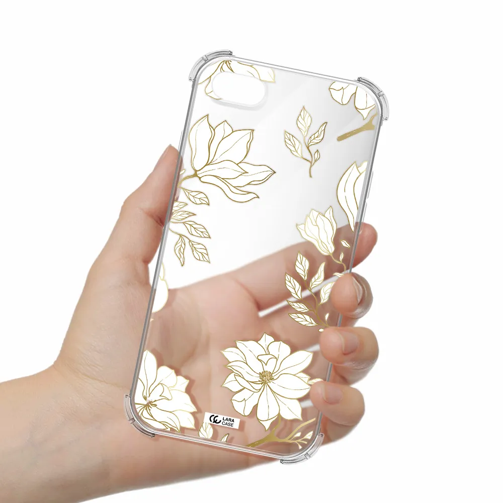 Golden And White Flower Apple iPhone 7 Clear PC Case