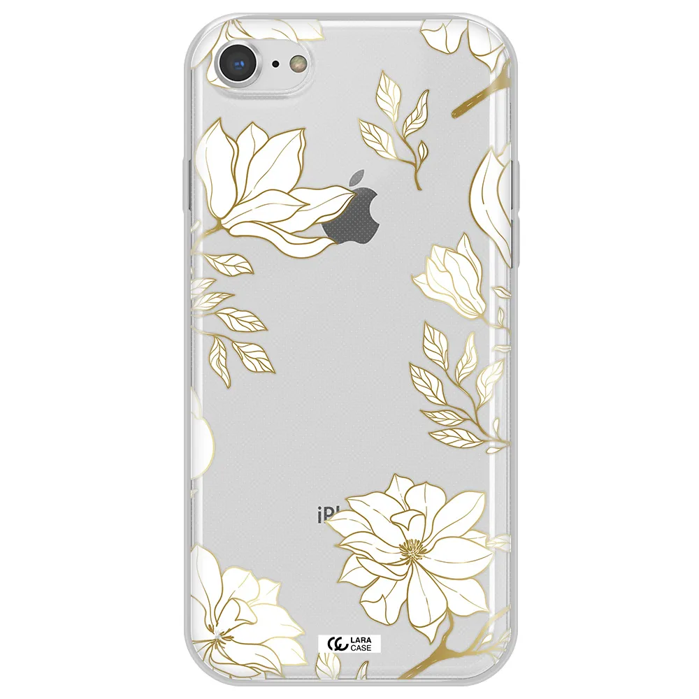Golden And White Flower Apple iPhone 7 Clear TPU Case
