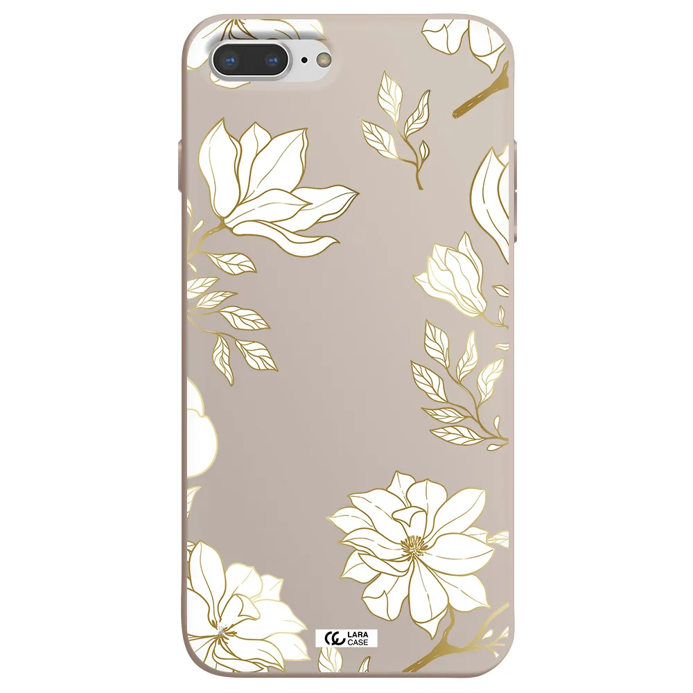 Golden And White Flower Apple iPhone 7 plus Silicone Stone Case
