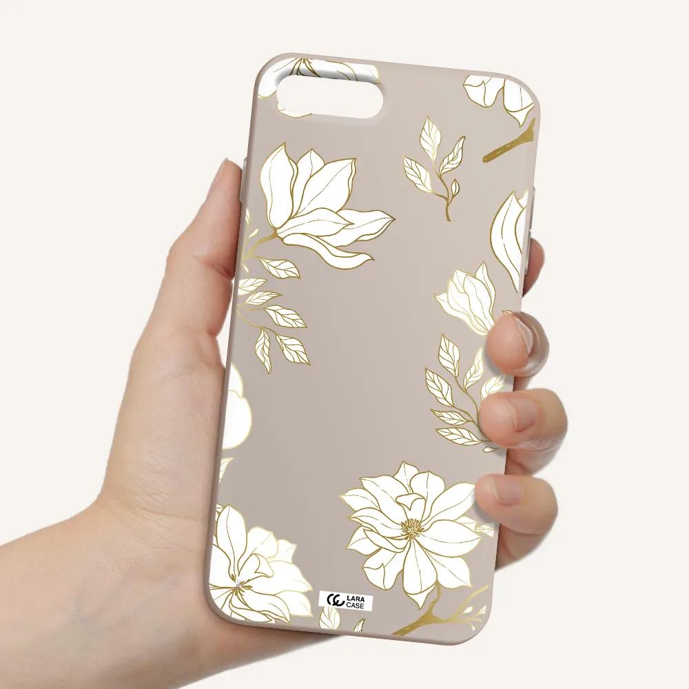 Golden And White Flower Apple iPhone 7 plus Silicone Stone Case