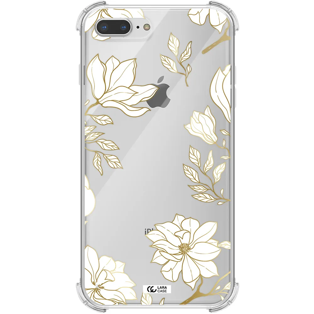 Golden And White Flower Apple iPhone 8 plus Clear PC Case
