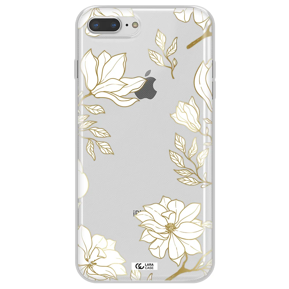 Golden And White Flower Apple iPhone 8 plus Clear TPU Case