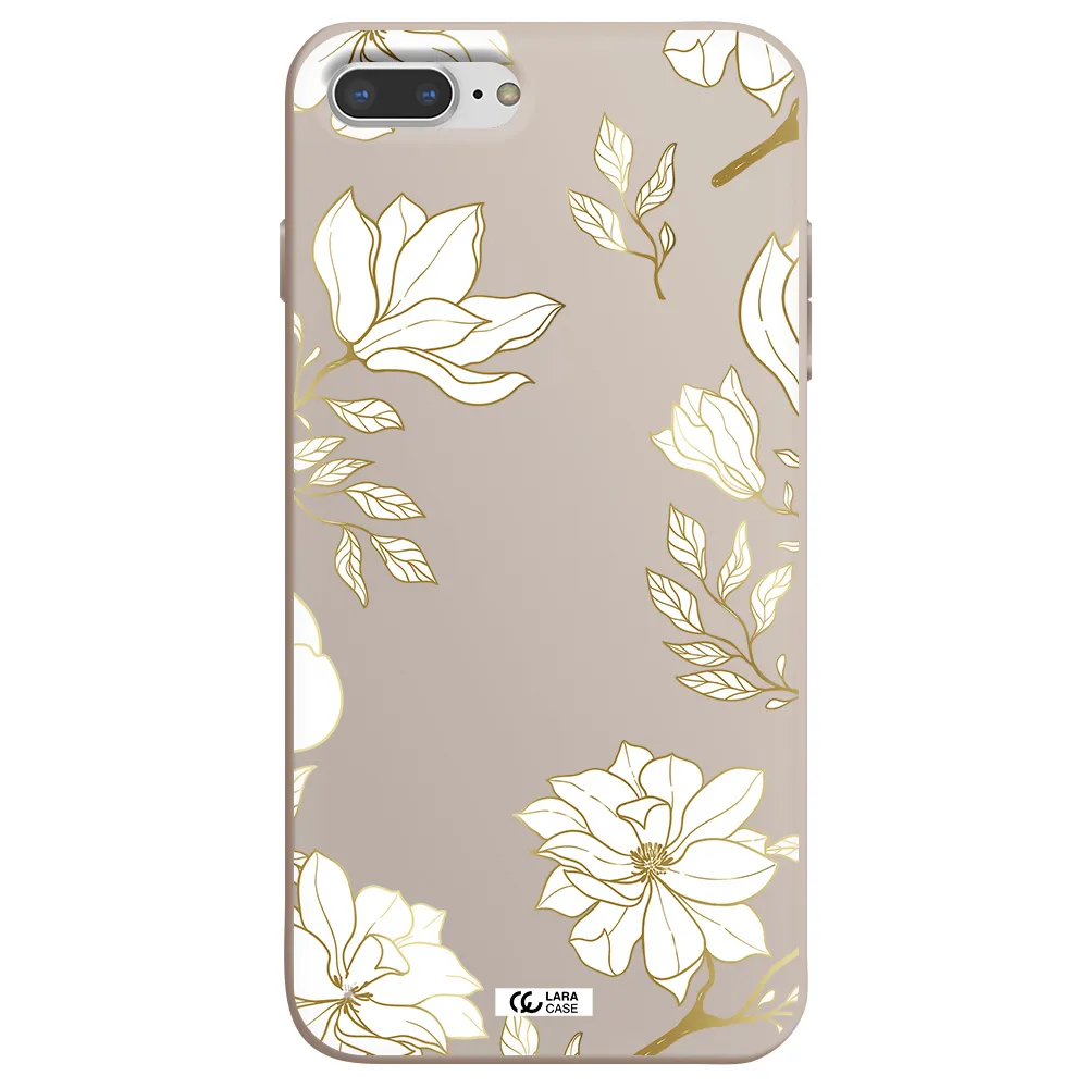 Golden And White Flower Apple iPhone 8 plus Silicone Stone Case