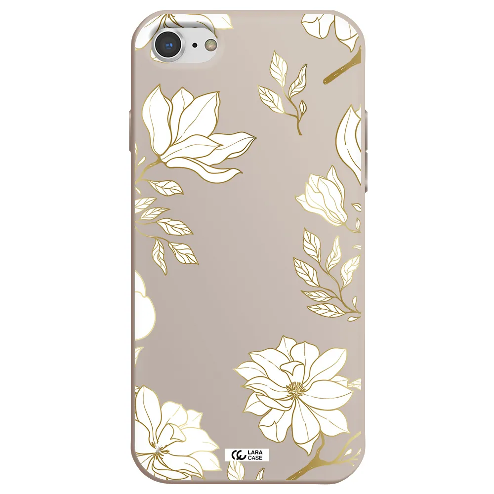 Golden And White Flower Apple iPhone 8 Silicone Stone Case