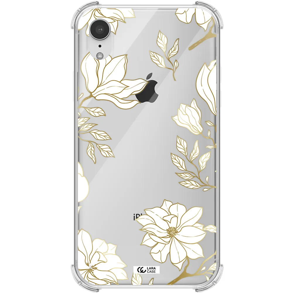 Golden And White Flower Apple iPhone XR Clear PC Case