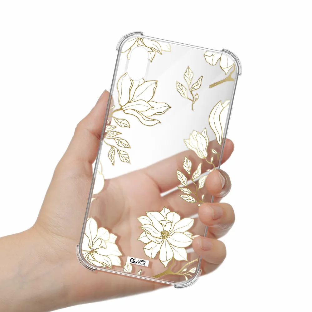 Golden And White Flower Apple iPhone XR Clear PC Case